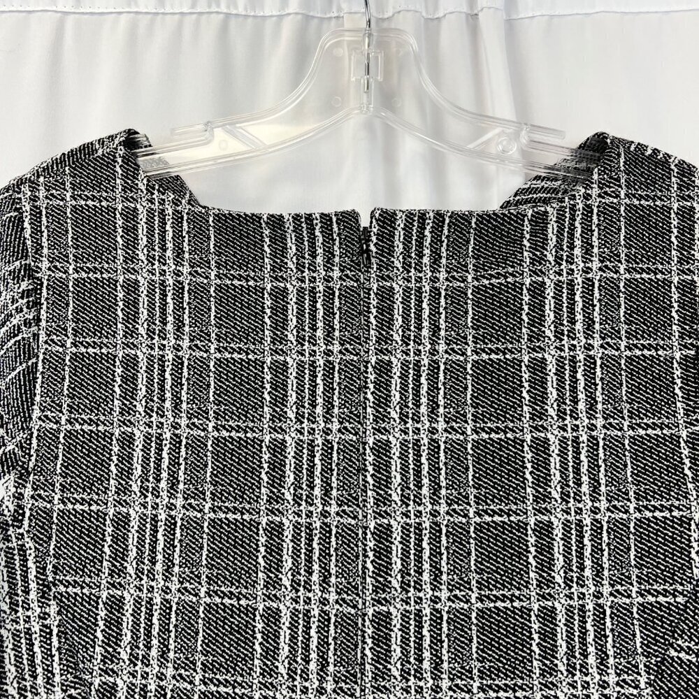 Banana Republic Womens Cap Sleeve Sheath Dress Black/White Plaid Size 8 Zip - Picture 6 of 9